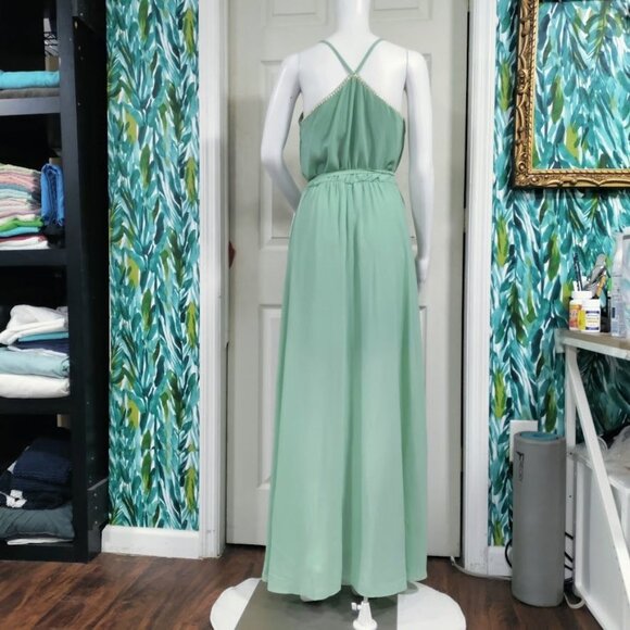 Marine Blu Whimsy Wedding Bridesmaid Maxi Dress Sage Green Women's Size Small - Picture 4 of 10